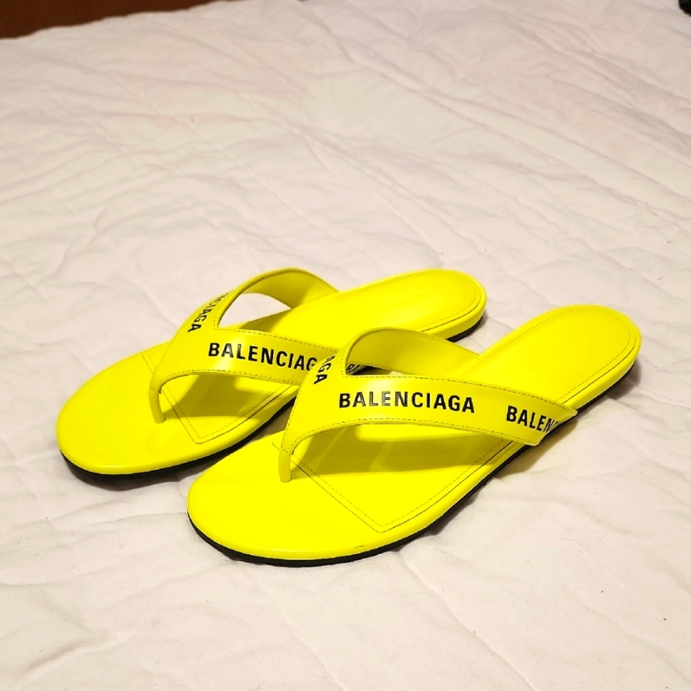 Balenciaga Yellow Flip Flops.  New.  Not Worn.  No Tags Or Box.